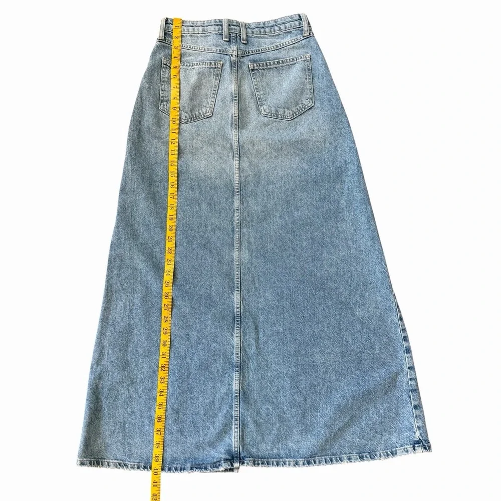 We The Free Come As You Are Denim Maxi Skirt Sz 0 Slit Coastal Cowgirl Country